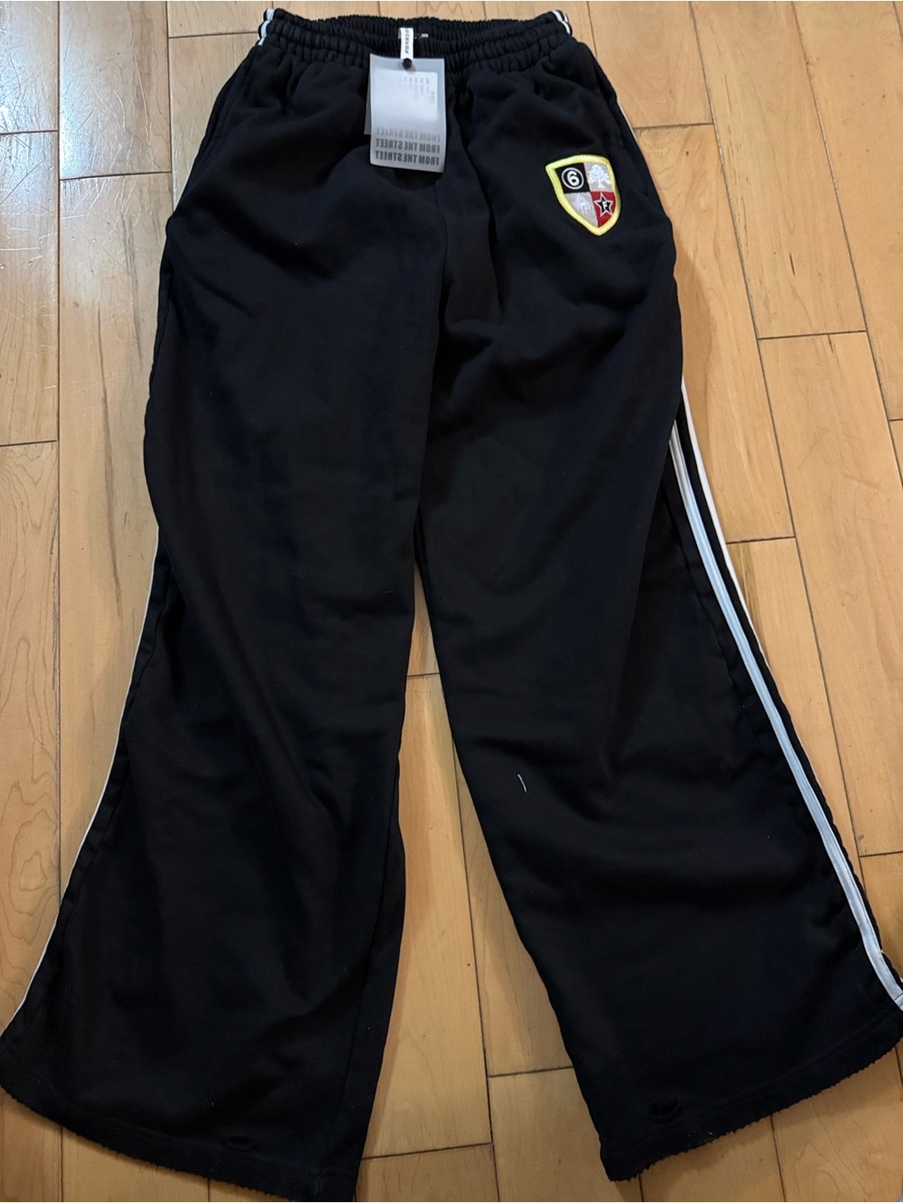 Men’s  Black Track Pants with Side Stripe